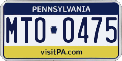 PA license plate MTO0475