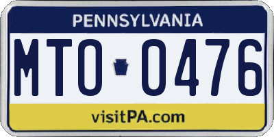 PA license plate MTO0476