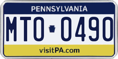 PA license plate MTO0490