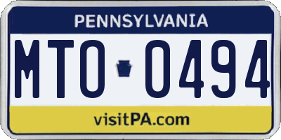 PA license plate MTO0494