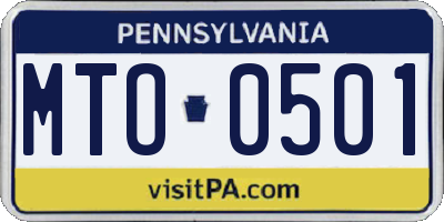 PA license plate MTO0501