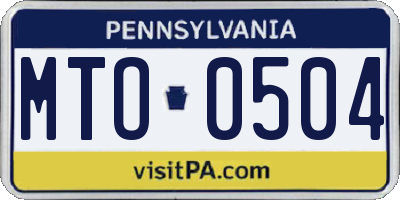 PA license plate MTO0504