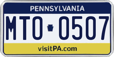PA license plate MTO0507