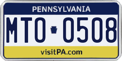 PA license plate MTO0508