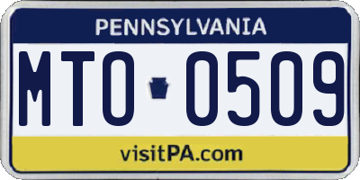 PA license plate MTO0509