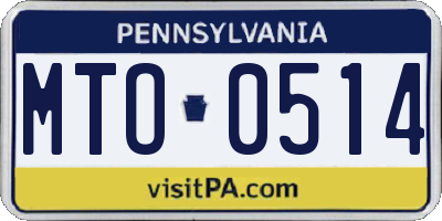 PA license plate MTO0514