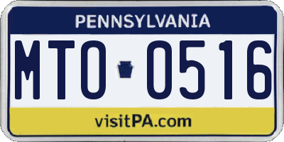 PA license plate MTO0516