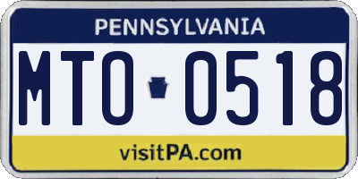 PA license plate MTO0518