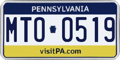 PA license plate MTO0519