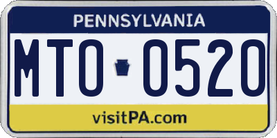 PA license plate MTO0520