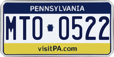 PA license plate MTO0522