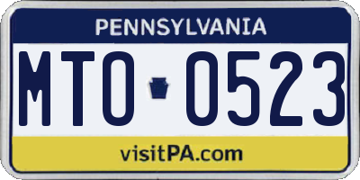 PA license plate MTO0523