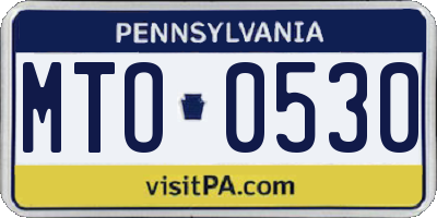 PA license plate MTO0530