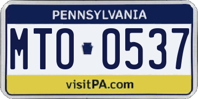PA license plate MTO0537