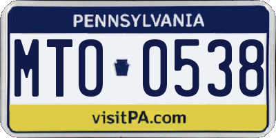 PA license plate MTO0538