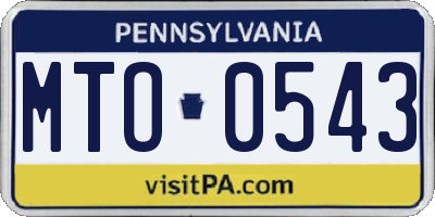 PA license plate MTO0543