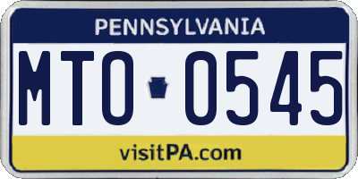 PA license plate MTO0545