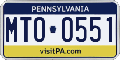 PA license plate MTO0551