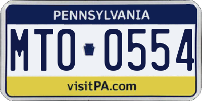 PA license plate MTO0554
