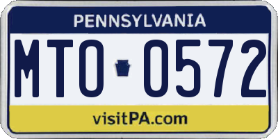 PA license plate MTO0572