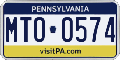 PA license plate MTO0574