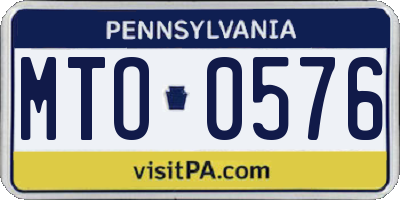 PA license plate MTO0576