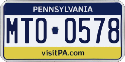 PA license plate MTO0578