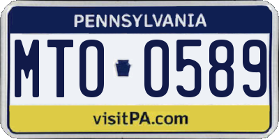 PA license plate MTO0589