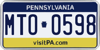 PA license plate MTO0598