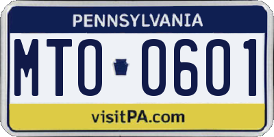 PA license plate MTO0601