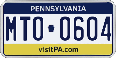 PA license plate MTO0604