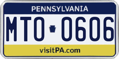 PA license plate MTO0606
