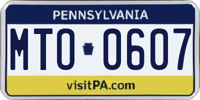 PA license plate MTO0607