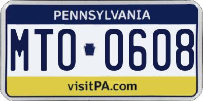 PA license plate MTO0608