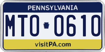 PA license plate MTO0610