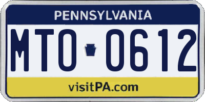 PA license plate MTO0612