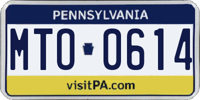PA license plate MTO0614
