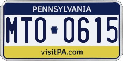 PA license plate MTO0615
