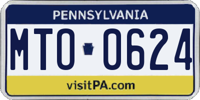 PA license plate MTO0624