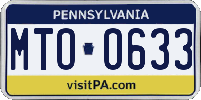 PA license plate MTO0633