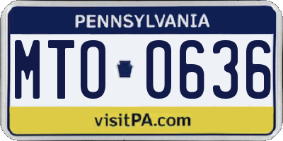 PA license plate MTO0636