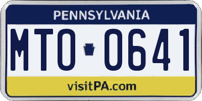 PA license plate MTO0641