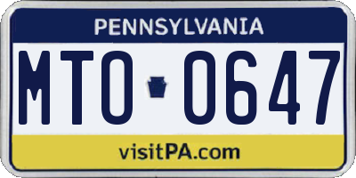 PA license plate MTO0647