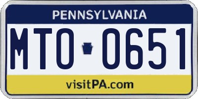PA license plate MTO0651