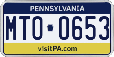 PA license plate MTO0653