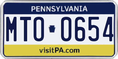 PA license plate MTO0654