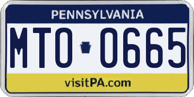 PA license plate MTO0665