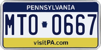 PA license plate MTO0667