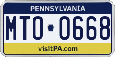 PA license plate MTO0668