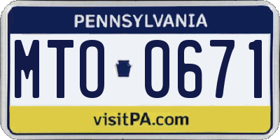 PA license plate MTO0671